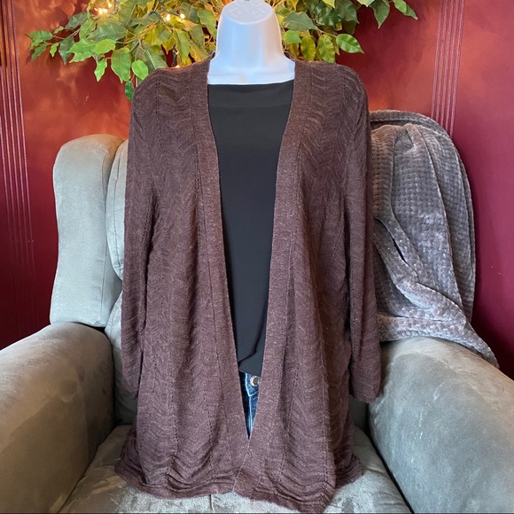 croft & barrow Sweaters - Lightweight Croft & Barrow Brown Cardigan Large